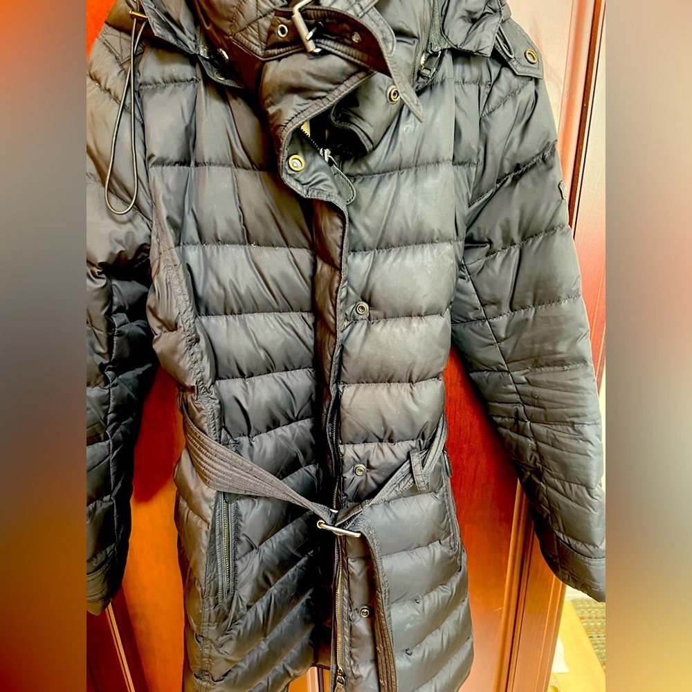 Burberry Brit Womens Quilted Down Filled Zip Up Puffer Coat, Black Size M